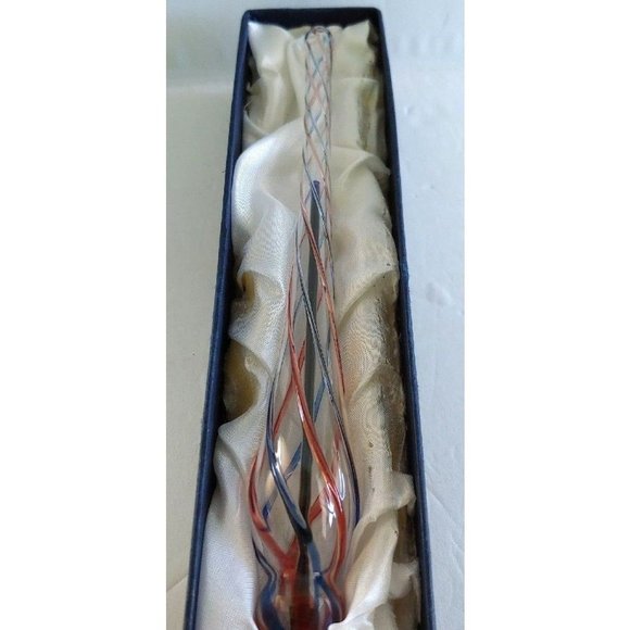 Spiral Blue and Red Art Glass Writing Pen - Picture 5 of 6